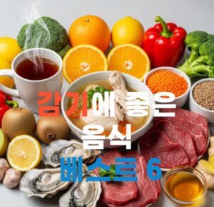 따듯한물, 과일, 굴, 고기, 야채 등 감기에 좋은 음식들